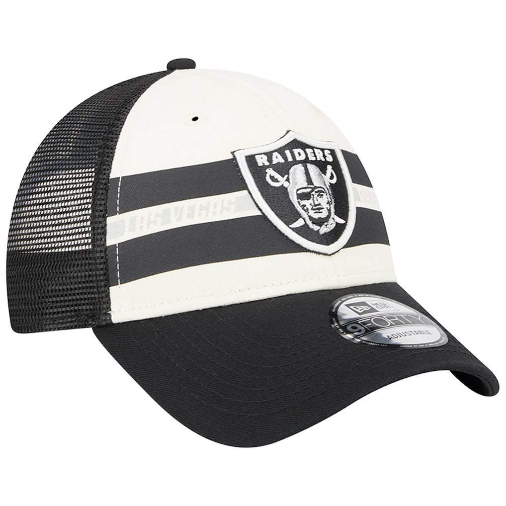 Las Vegas Raiders New Era Team Stripe Trucker 9FORTY Snapback Hat