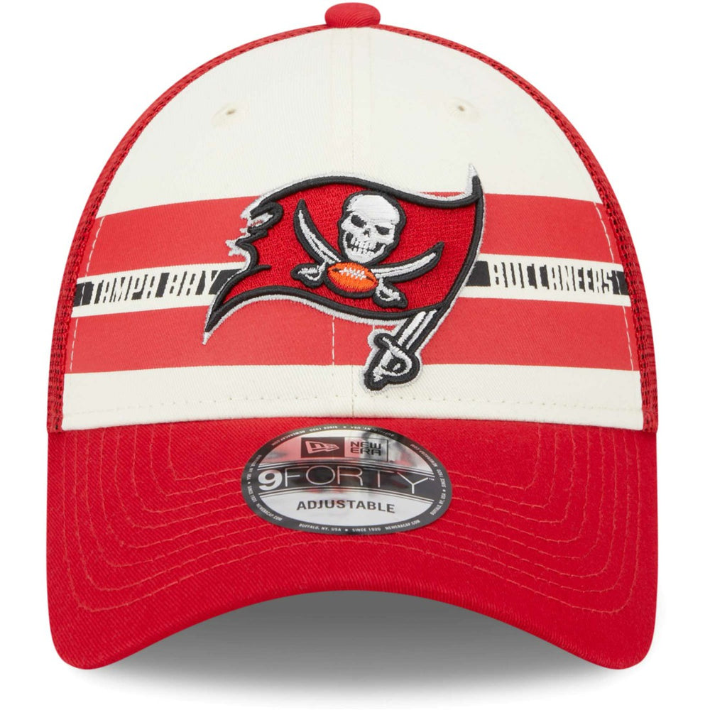Tampa Bay Buccaneers New Era Team Stripe Trucker 9FORTY Snapback Hat