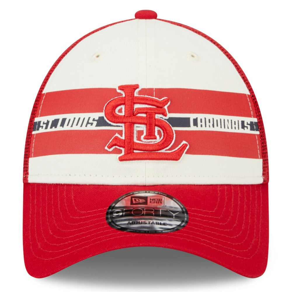 St. Louis Cardinals New Era Team Stripe Trucker 9FORTY Snapback Hat | MLB Near me