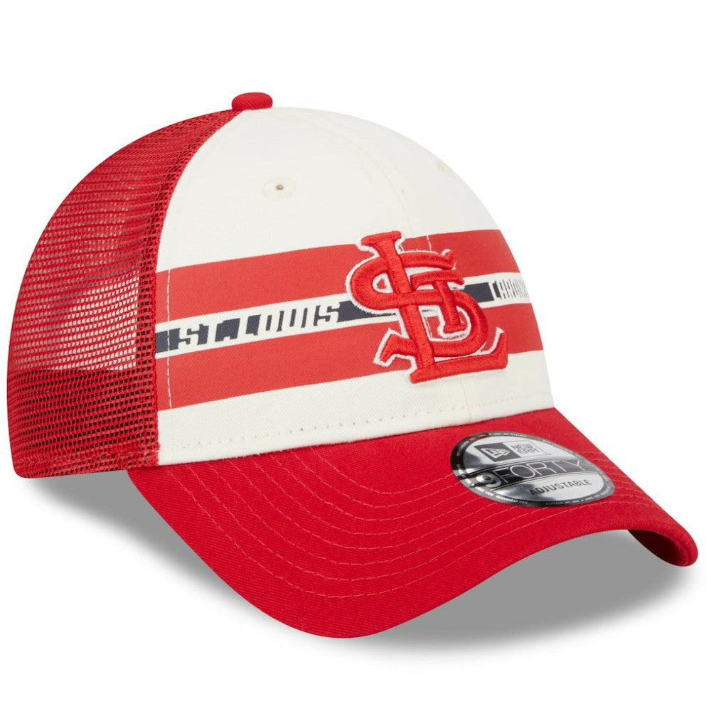 St. Louis Cardinals New Era Team Stripe Trucker 9FORTY Snapback Hat | MLB Near me