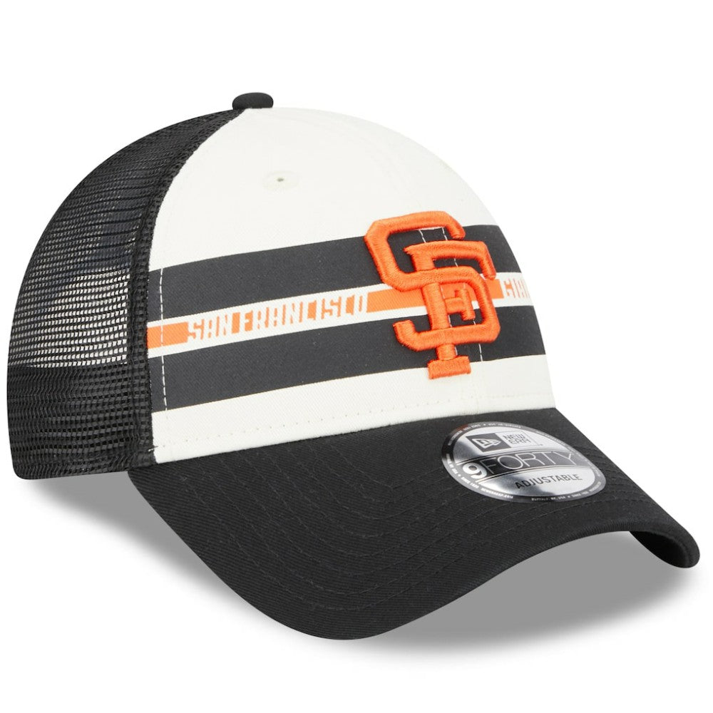 San Francisco Giants New Era Team Stripe Trucker 9FORTY Snapback Hat | MLB Online