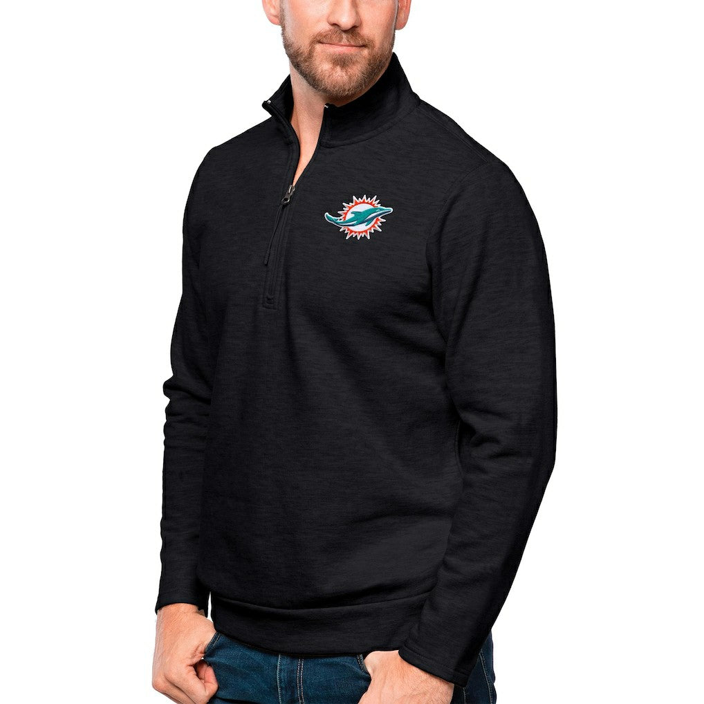 Miami Dolphins  Antigua Gambit Quarter-Zip Pullover Top
