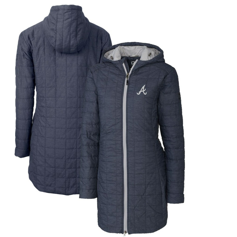 Atlanta Braves Cutter & Buck Women's Rainier Primaloft Eco Full-Zip Hoodie Long Coat | MLB On Sale
