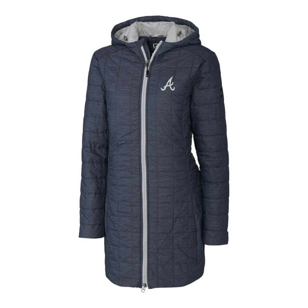 Atlanta Braves Cutter & Buck Women's Rainier Primaloft Eco Full-Zip Hoodie Long Coat | MLB On Sale