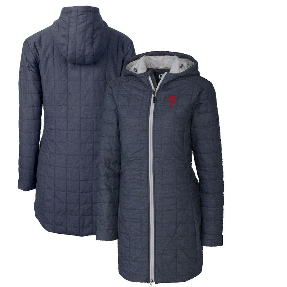 Philadelphia Phillies Cutter & Buck Women's Rainier Primaloft Eco Full-Zip Hoodie Long Coat | MLB Outlet