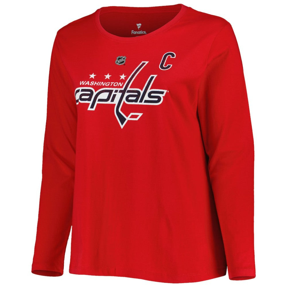Washington Capitals Profile Women's Plus Size Distressed Printed Name & Number Long Sleeve T-Shirt Discount
