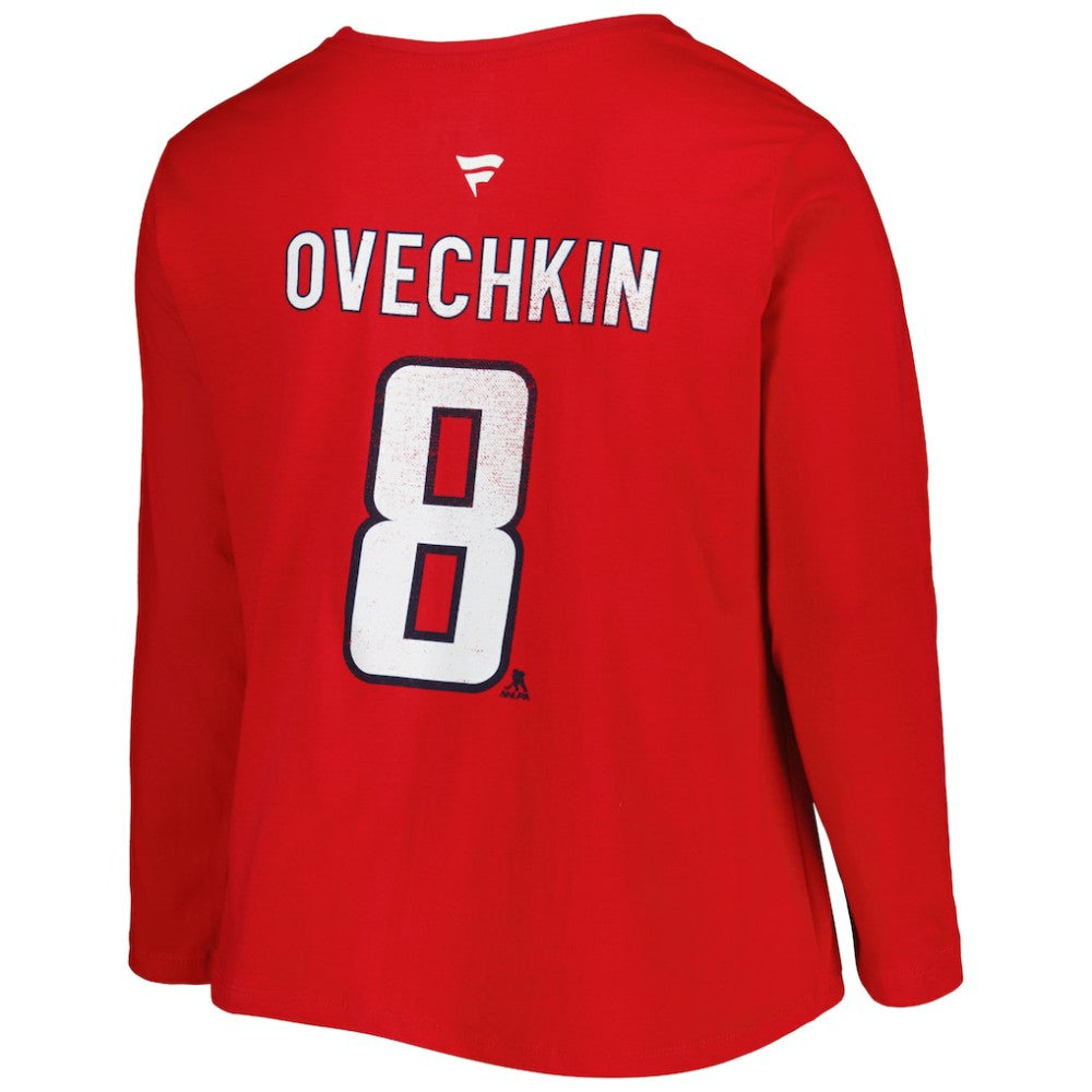 Washington Capitals Profile Women's Plus Size Distressed Printed Name & Number Long Sleeve T-Shirt Discount