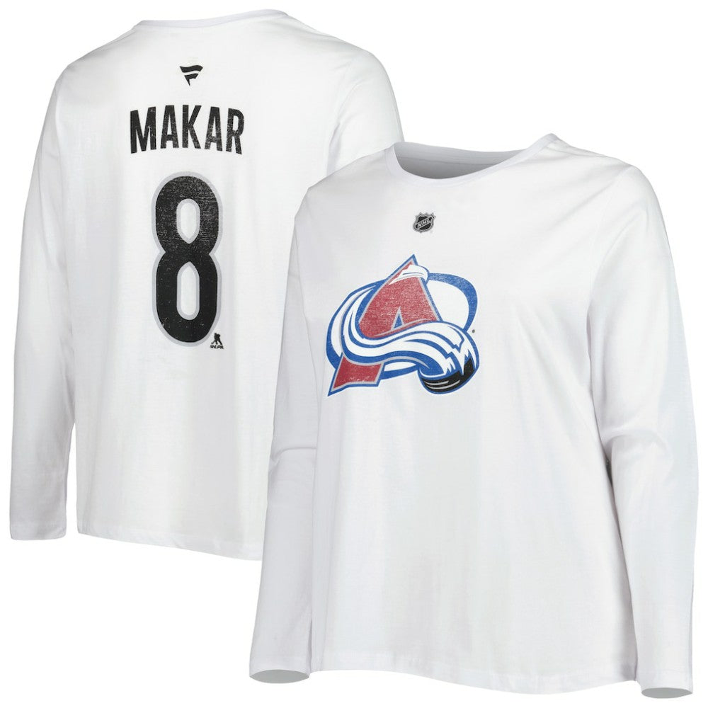 Colorado Avalanche Profile Women's Plus Size Distressed Printed Name & Number Long Sleeve T-Shirt Discount