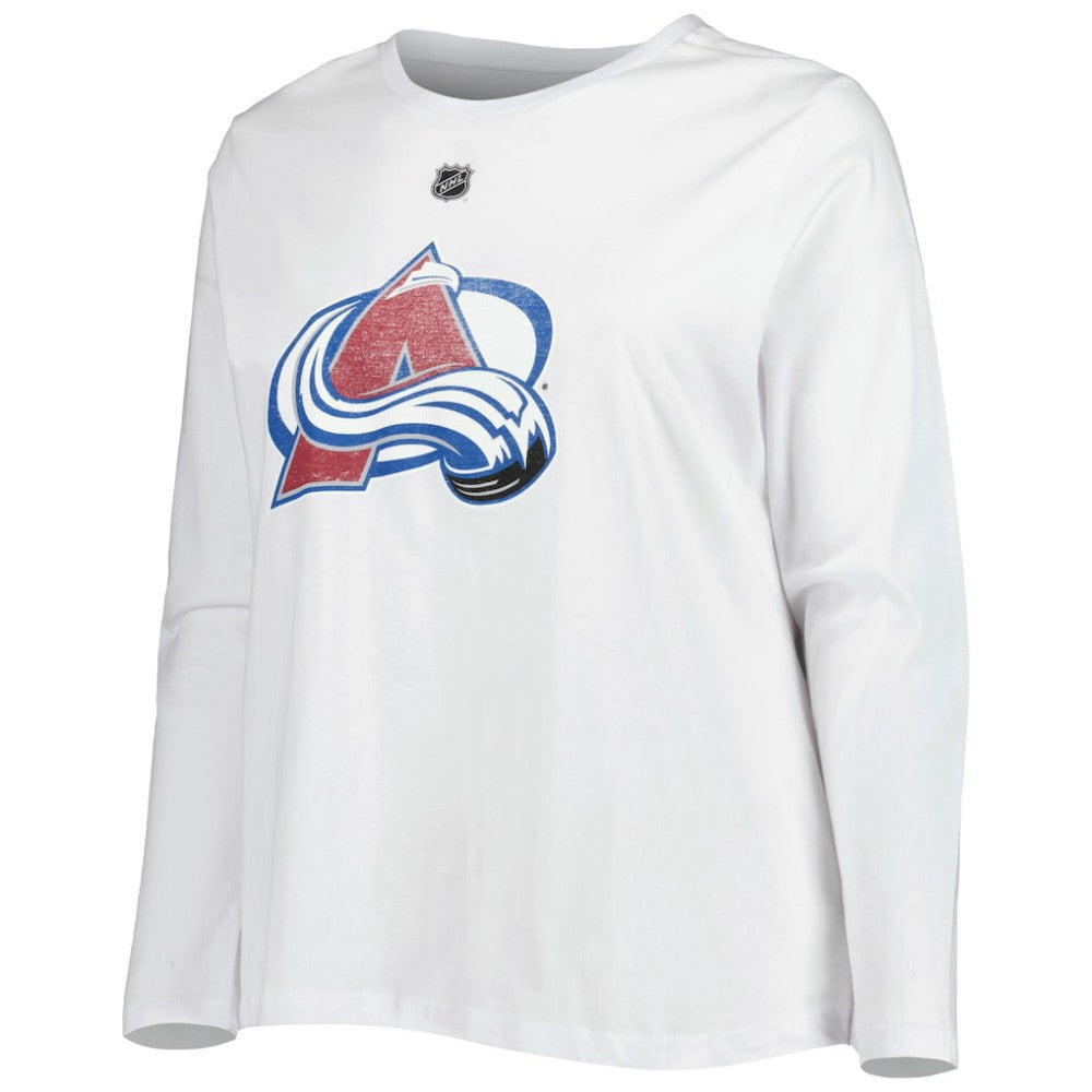 Colorado Avalanche Profile Women's Plus Size Distressed Printed Name & Number Long Sleeve T-Shirt Discount