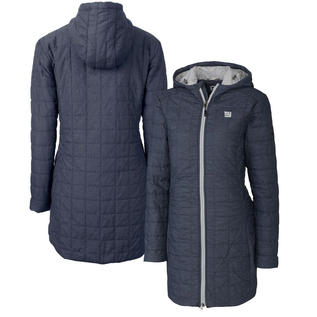 New York Giants  Cutter & Buck Women's Rainier Primaloft Eco Hooded Long Lightweight Coat