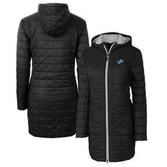 Detroit Lions  Cutter & Buck Women's Rainier Primaloft Eco Hooded Long Lightweight Coat