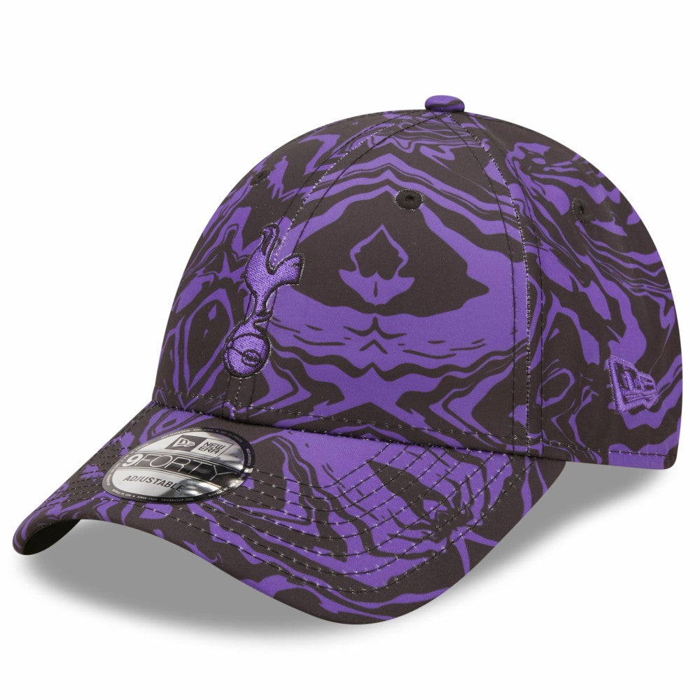 Tottenham Hotspur New Era Allover Print 9FORTY Adjustable Hat Black/Purple - New Era