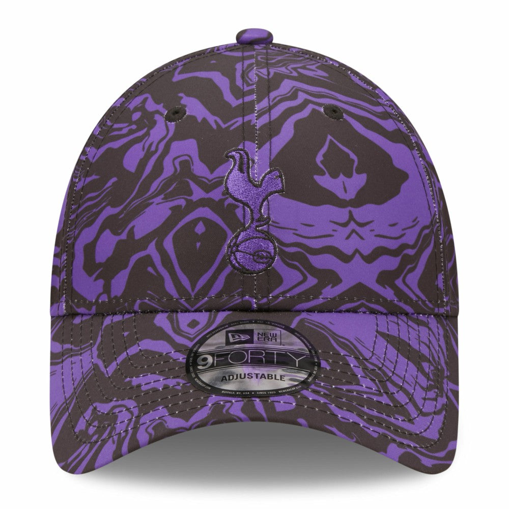 Tottenham Hotspur New Era Allover Print 9FORTY Adjustable Hat Black/Purple - New Era