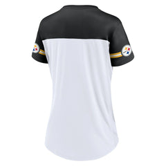 Pittsburgh Steelers Fanatics Women's Dueling Slant V-Neck Lace-Up T-Shirt