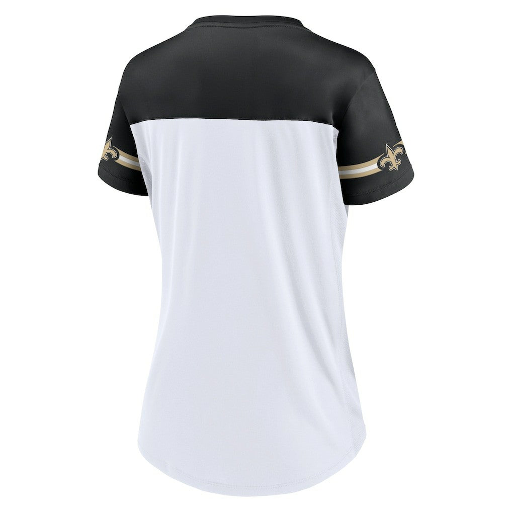 New Orleans Saints Fanatics Women's Dueling Slant V-Neck Lace-Up T-Shirt