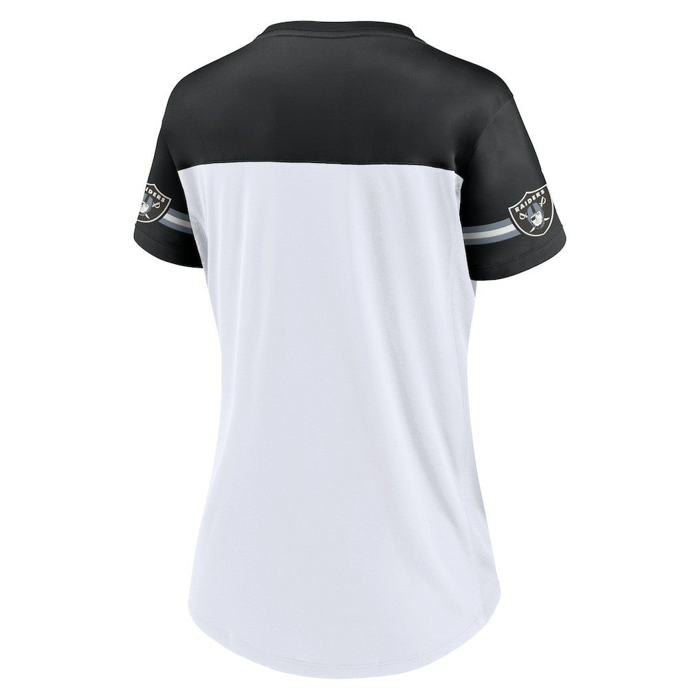 Las Vegas Raiders Fanatics Women's Dueling Slant V-Neck Lace-Up T-Shirt