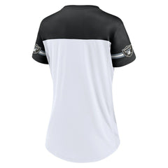 Las Vegas Raiders Fanatics Women's Dueling Slant V-Neck Lace-Up T-Shirt