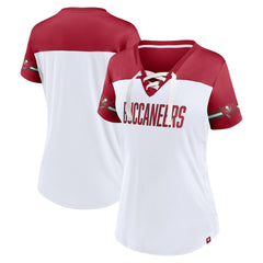 Tampa Bay Buccaneers Fanatics Women's Dueling Slant V-Neck Lace-Up T-Shirt