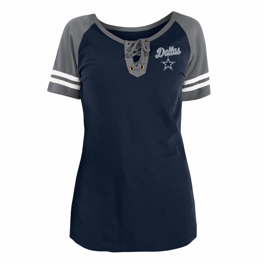 Dallas Cowboys New Era Women's Team Logo Lace-Up Raglan T-Shirt