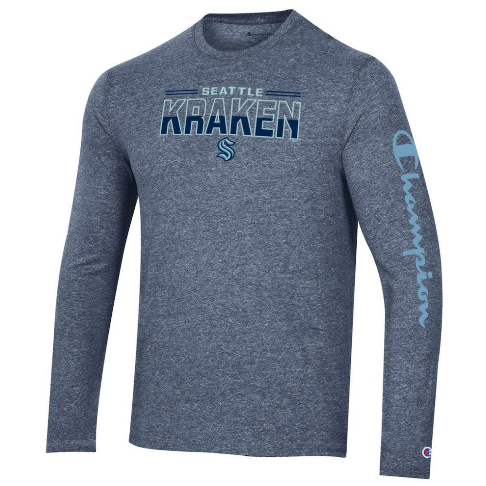 Seattle Kraken Champion Tri-Blend Long Sleeve T-Shirt On Sale