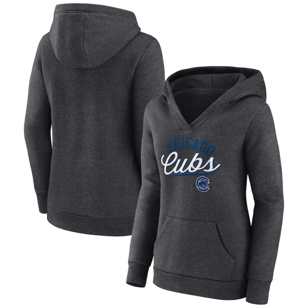 Chicago Cubs Fanatics Women's Simplicity Crossover V-Neck Pullover Hoodie | MLB New