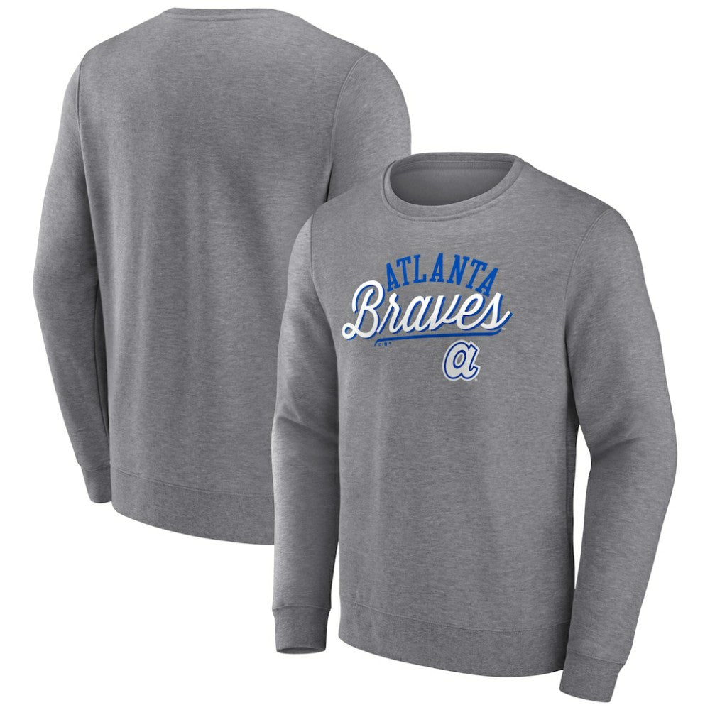 Atlanta Braves Heather Gray Fanatics Simplicity Pullover Sweatshirt | MLB New