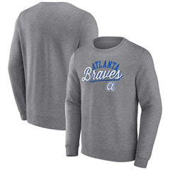 Atlanta Braves Heather Gray Fanatics Simplicity Pullover Sweatshirt | MLB New