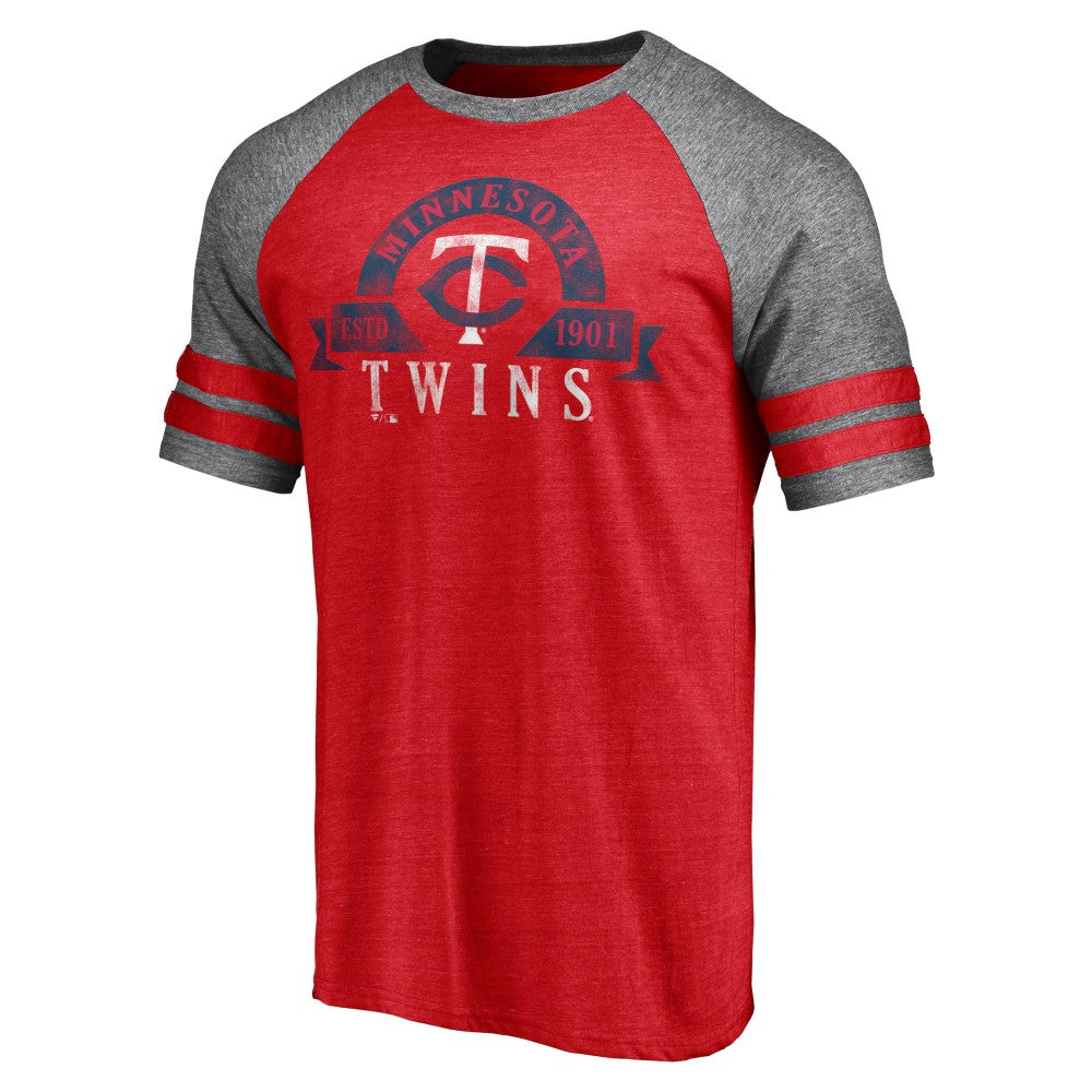 Minnesota Twins Fanatics Utility Two-Stripe Raglan Tri-Blend T-Shirt | MLB New