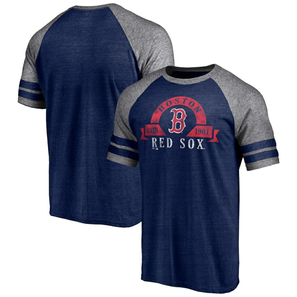 Boston Red Sox Fanatics Utility Two-Stripe Raglan Tri-Blend T-Shirt | MLB On Sale