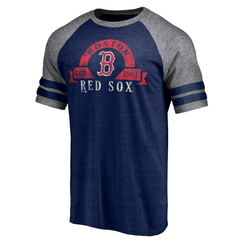 Boston Red Sox Fanatics Utility Two-Stripe Raglan Tri-Blend T-Shirt | MLB On Sale