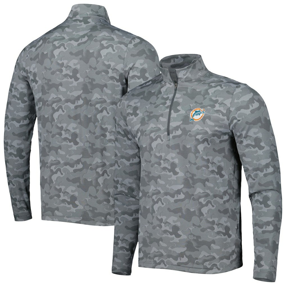 Miami Dolphins  Antigua Brigade Throwback Quarter-Zip Top