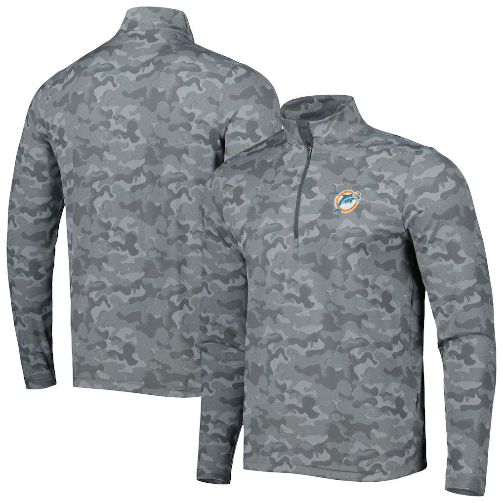 Miami Dolphins  Antigua Brigade Throwback Quarter-Zip Top