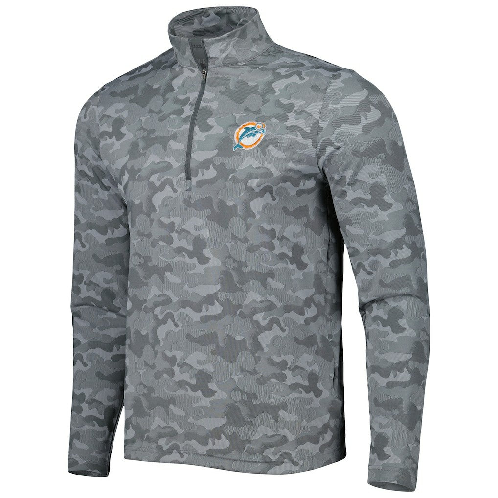 Miami Dolphins  Antigua Brigade Throwback Quarter-Zip Top