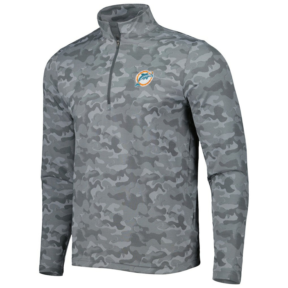 Miami Dolphins  Antigua Brigade Throwback Quarter-Zip Top