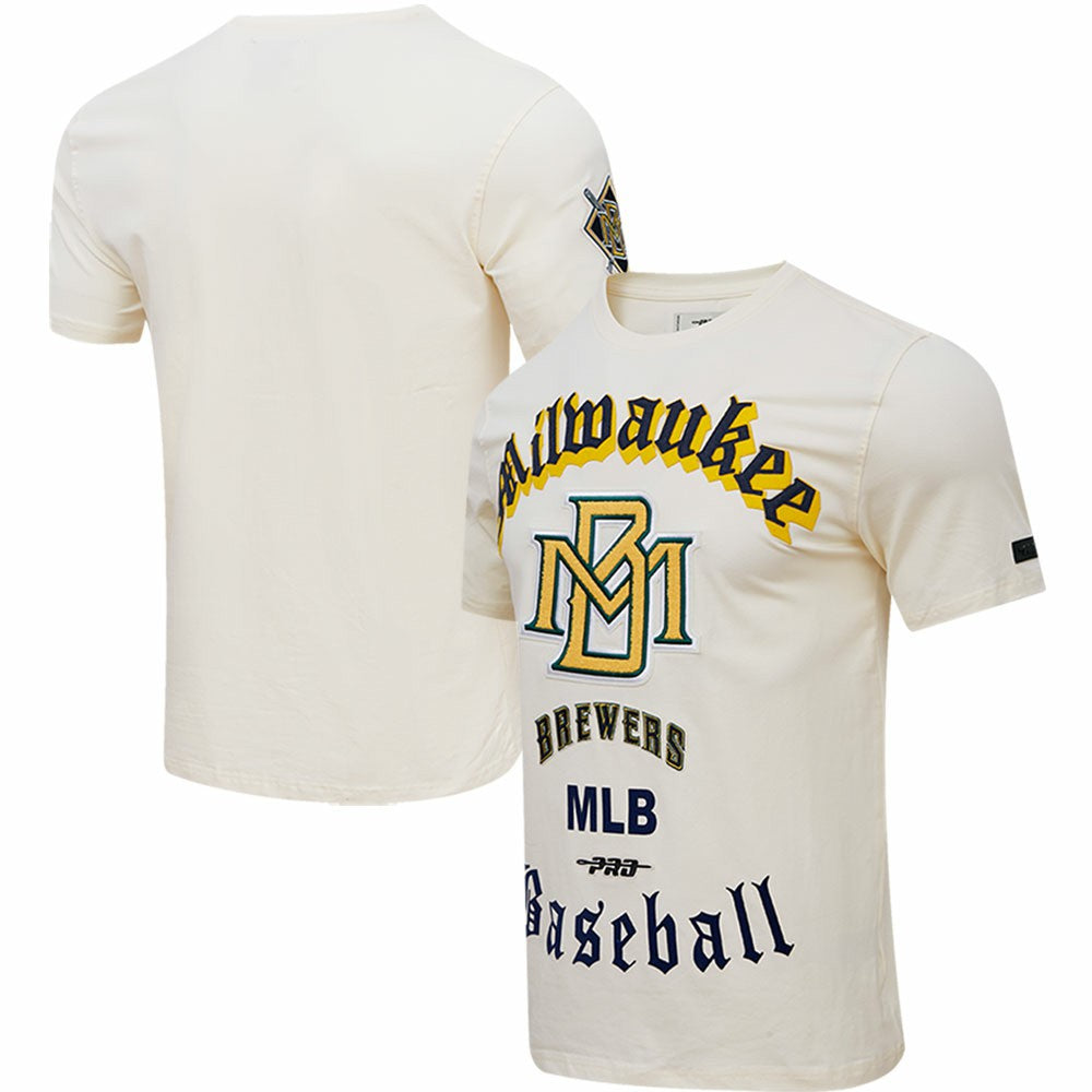 Milwaukee Brewers Pro Standard Cooperstown Collection Old English T-Shirt | MLB For sale