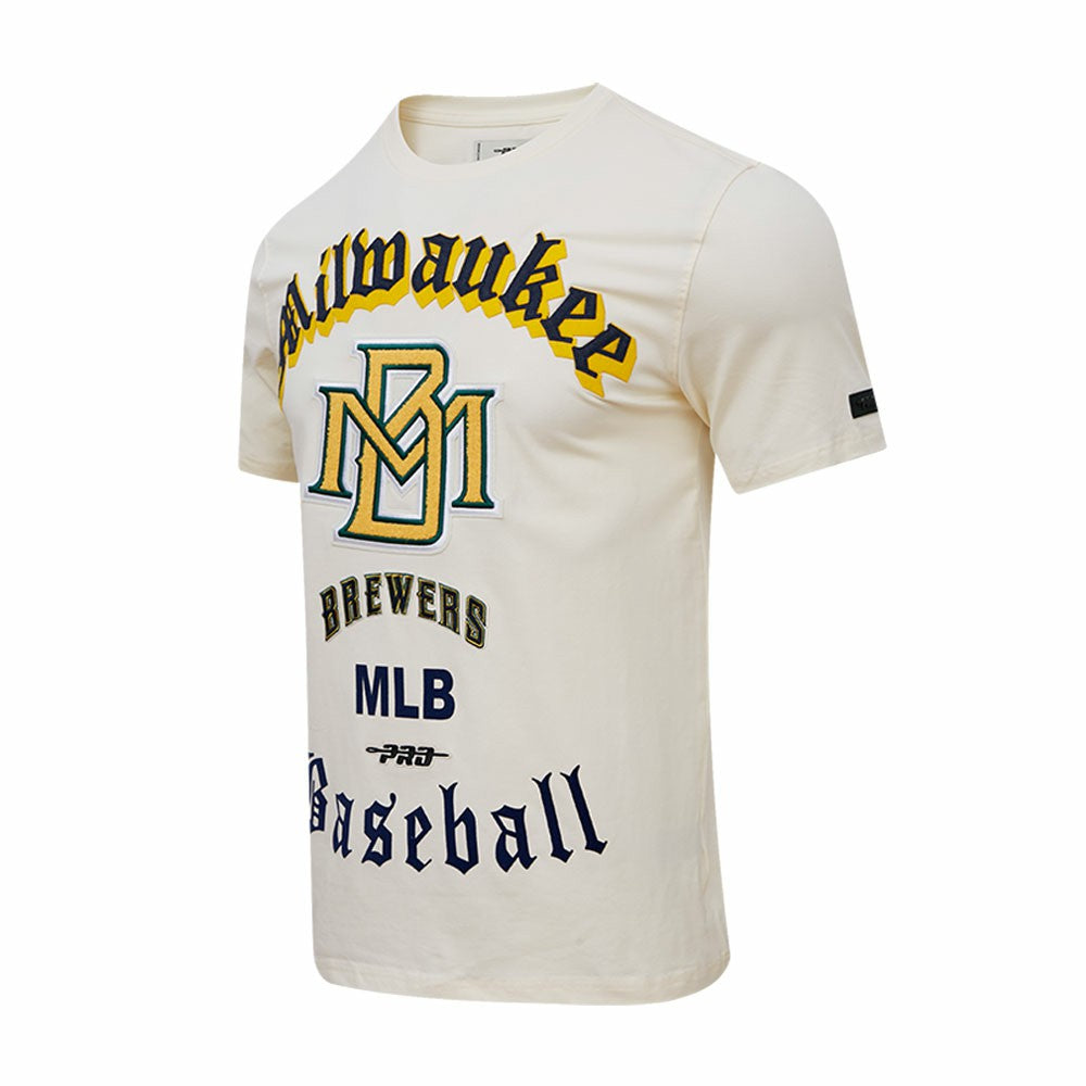 Milwaukee Brewers Pro Standard Cooperstown Collection Old English T-Shirt | MLB For sale