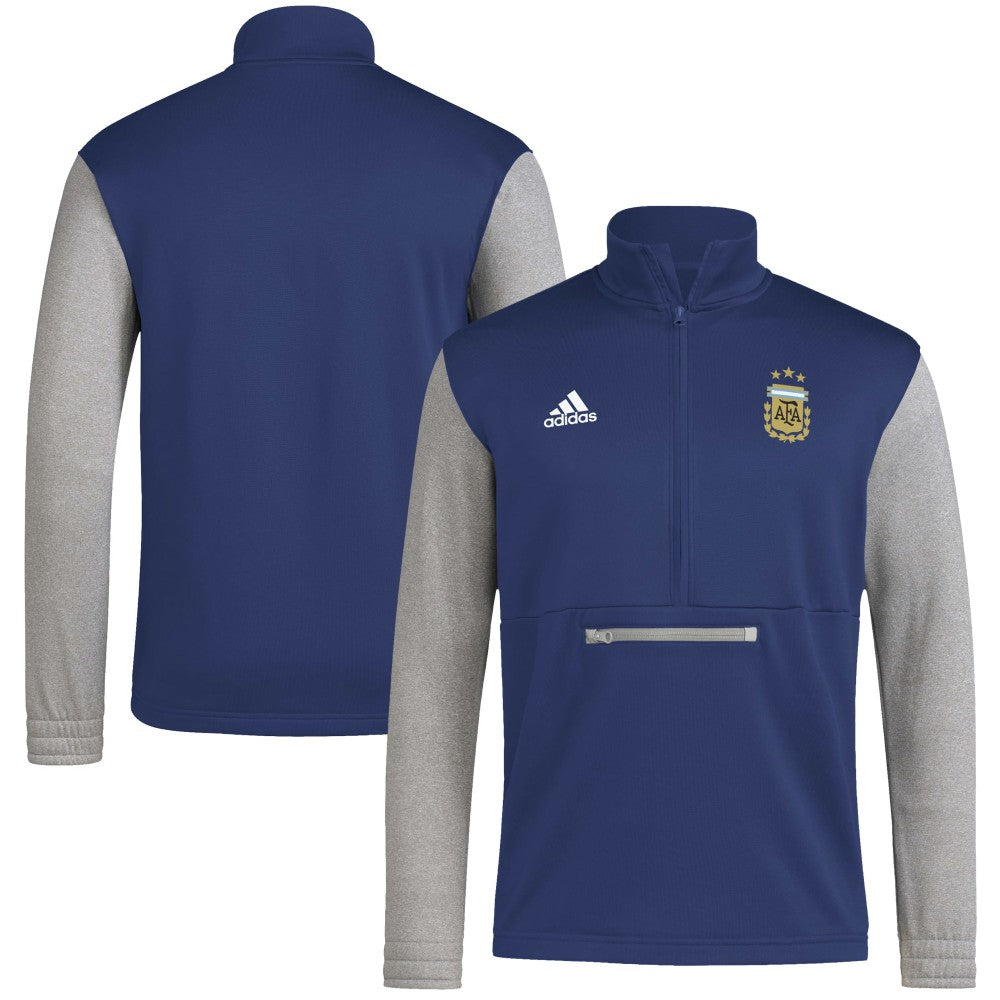 Argentina National Team Crest Long Sleeve Half-Zip Top Navy - Adidas