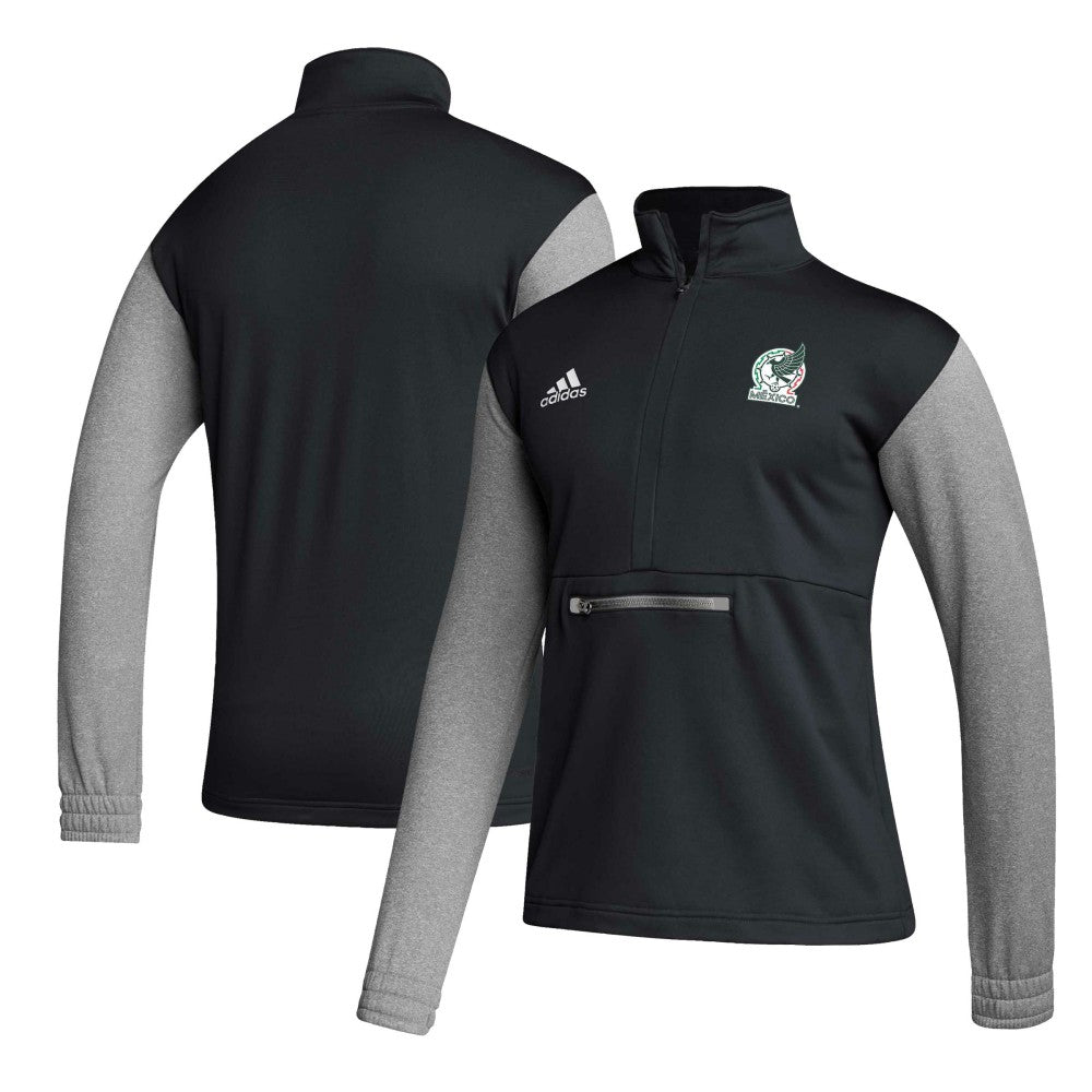 Mexico National Team Crest Long Sleeve Half-Zip Top Black - Adidas
