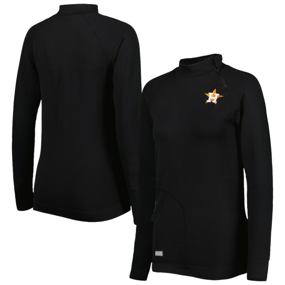 Houston Astros Levelwear Women's Verse Asymmetrical Raglan Tri-Blend Quarter-Zip Jacket | MLB Sale