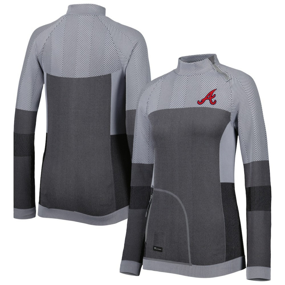 Atlanta Braves Levelwear Women's Verse Asymmetrical Raglan Tri-Blend Quarter-Zip Jacket | MLB For sale