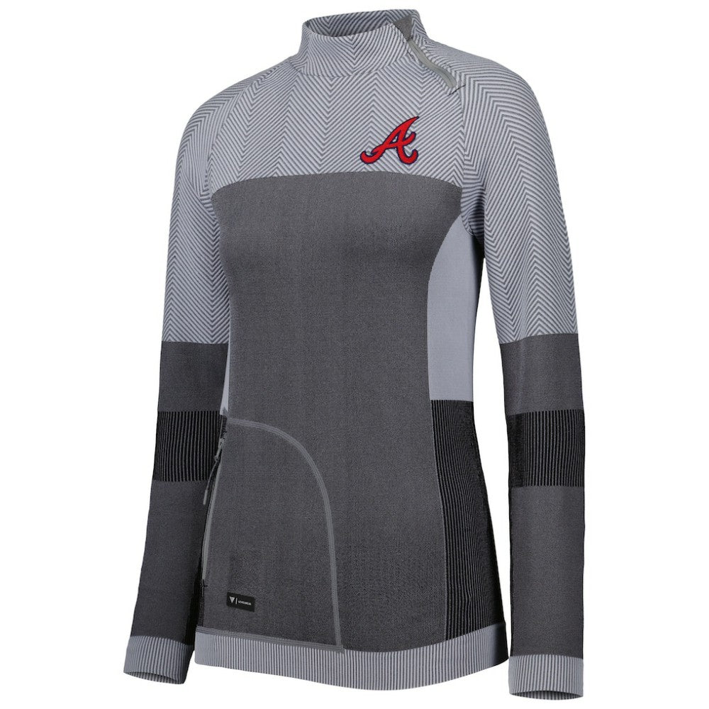 Atlanta Braves Levelwear Women's Verse Asymmetrical Raglan Tri-Blend Quarter-Zip Jacket | MLB For sale
