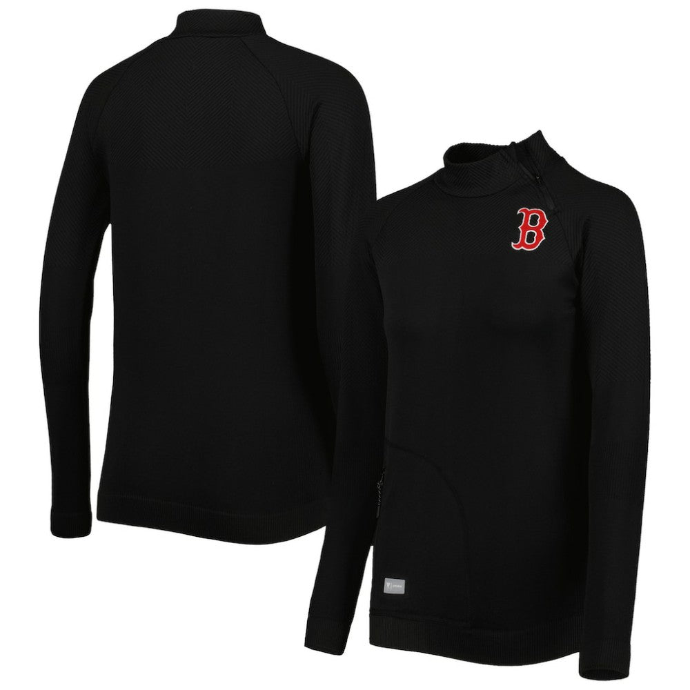 Boston Red Sox Levelwear Women's Verse Asymmetrical Raglan Tri-Blend Quarter-Zip Jacket | MLB Near me