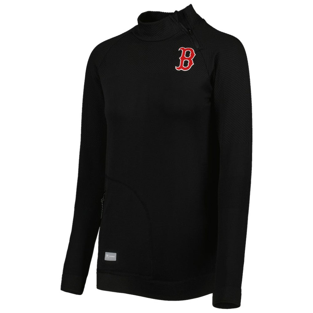 Boston Red Sox Levelwear Women's Verse Asymmetrical Raglan Tri-Blend Quarter-Zip Jacket | MLB Near me