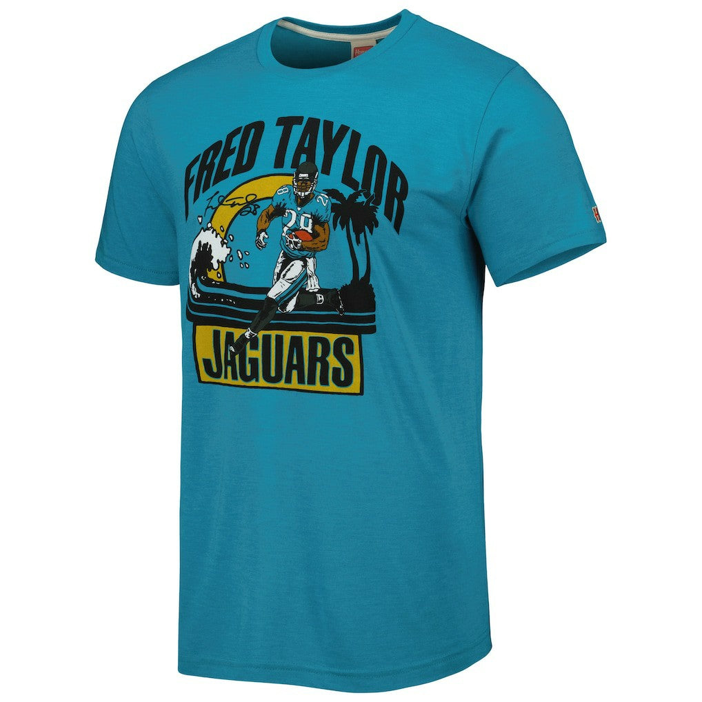Jacksonville Jaguars  Fred Taylor  Homage Unisex Caricature Retired Player Tri-Blend T-Shirt