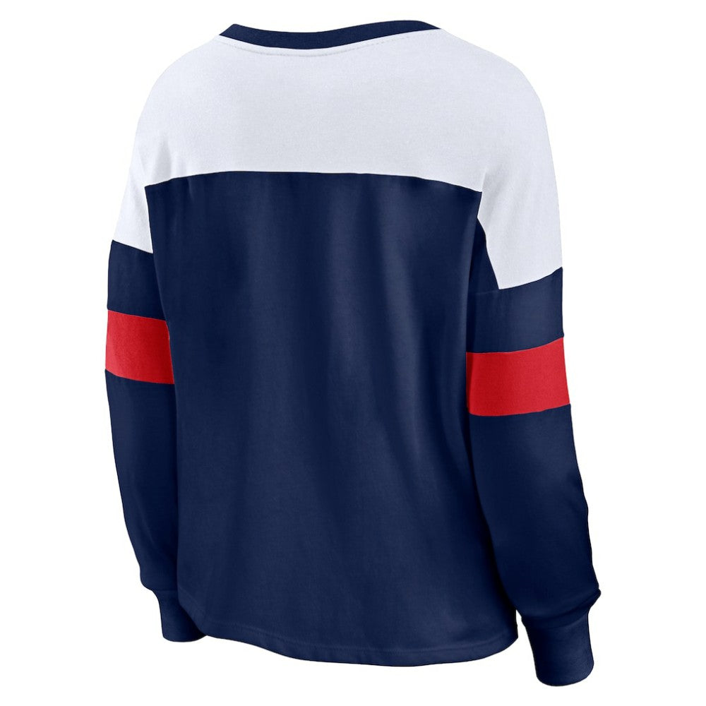 Boston Red Sox Fanatics Women's Even Match Lace-Up Long Sleeve V-Neck T-Shirt | MLB US