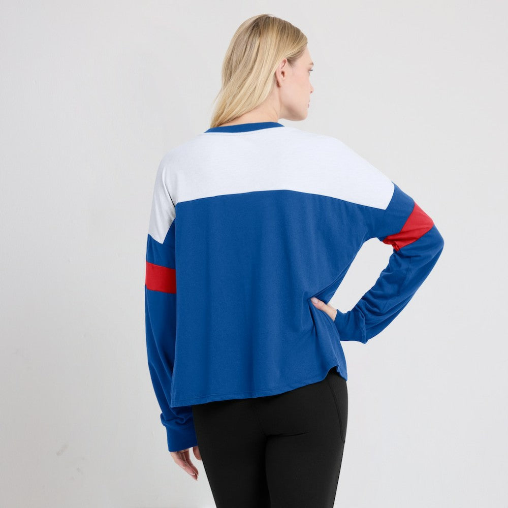 Chicago Cubs Fanatics Women's Even Match Lace-Up Long Sleeve V-Neck T-Shirt | MLB Near me
