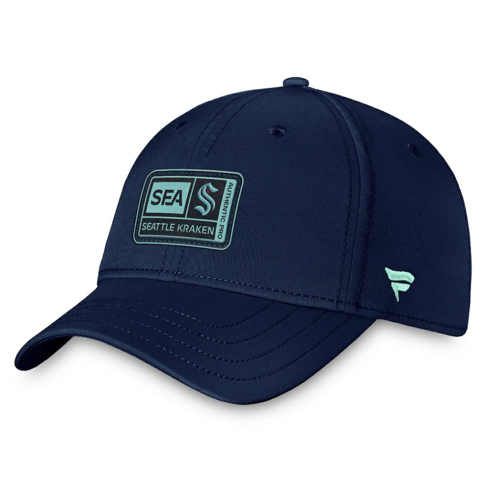 Seattle Kraken Fanatics Authentic Pro Training Camp Flex Hat – Deep Sea Blue For Sale