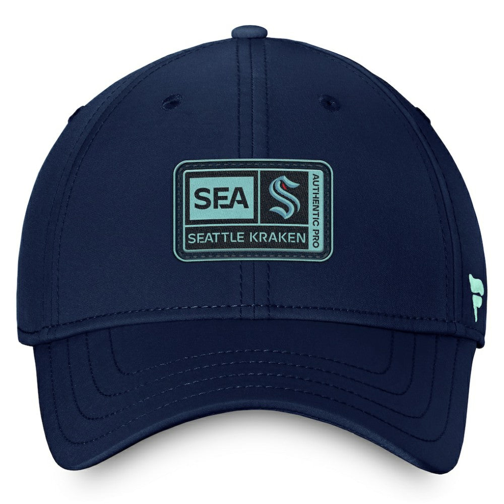 Seattle Kraken Fanatics Authentic Pro Training Camp Flex Hat – Deep Sea Blue For Sale