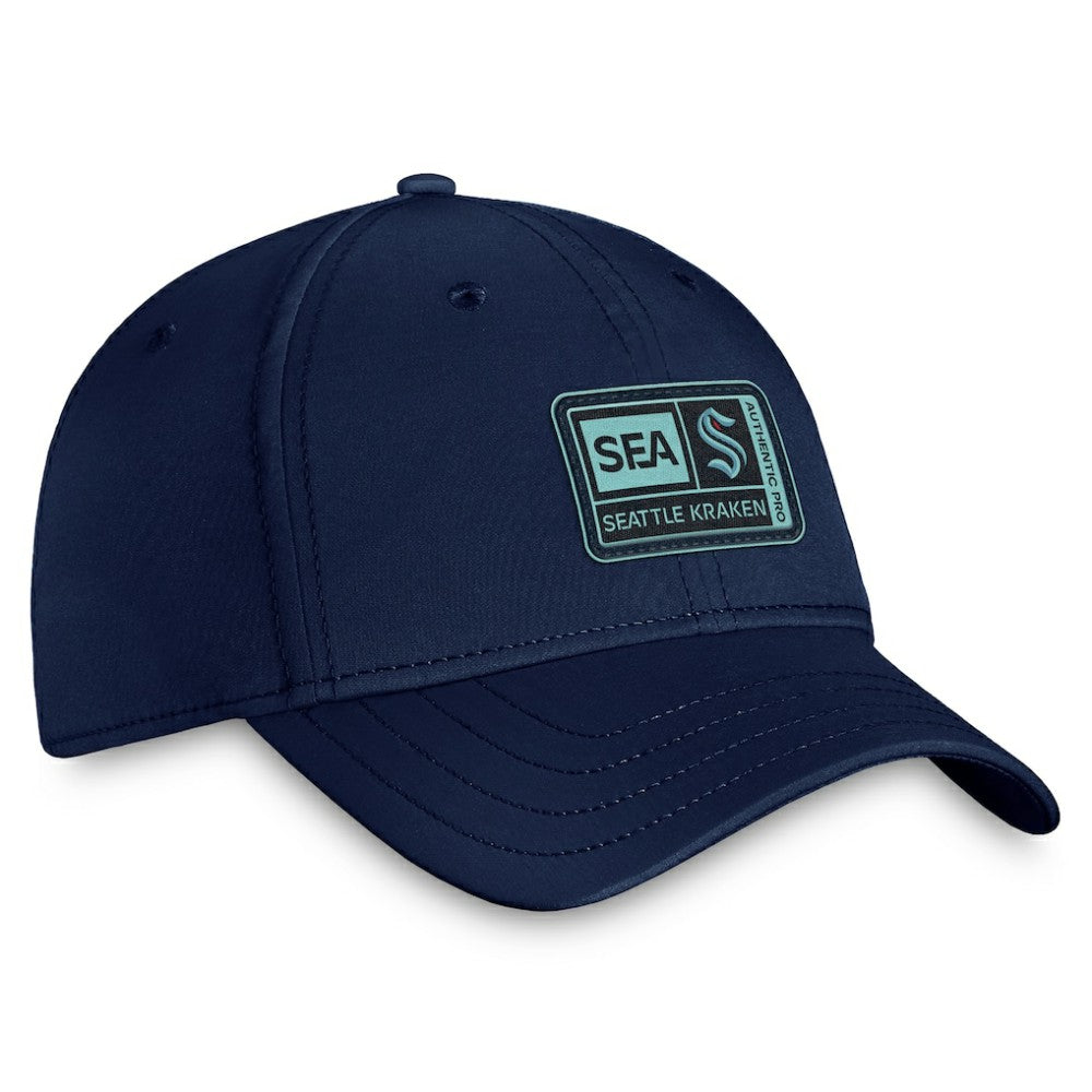 Seattle Kraken Fanatics Authentic Pro Training Camp Flex Hat – Deep Sea Blue For Sale