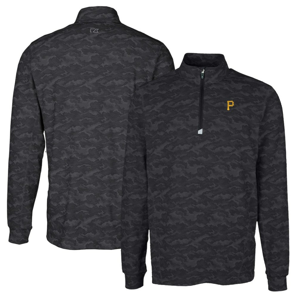 Pittsburgh Pirates Cutter & Buck Big & Tall Traverse Camo Print Stretch Quarter-Zip Pullover Top | MLB Online